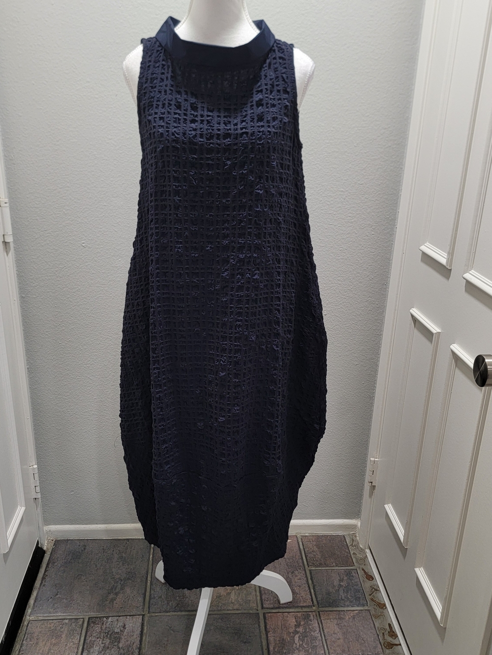 Joseph Ribkoff Navy Textured Midi Dress